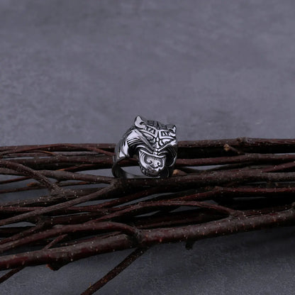 Viking Wolf Head Men Fashion Charm Vintage Punk Hip Hop Biker Viking Ring