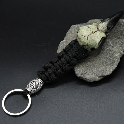 Nordic Raven Skeleton Runes Bead Paracord Keyholder