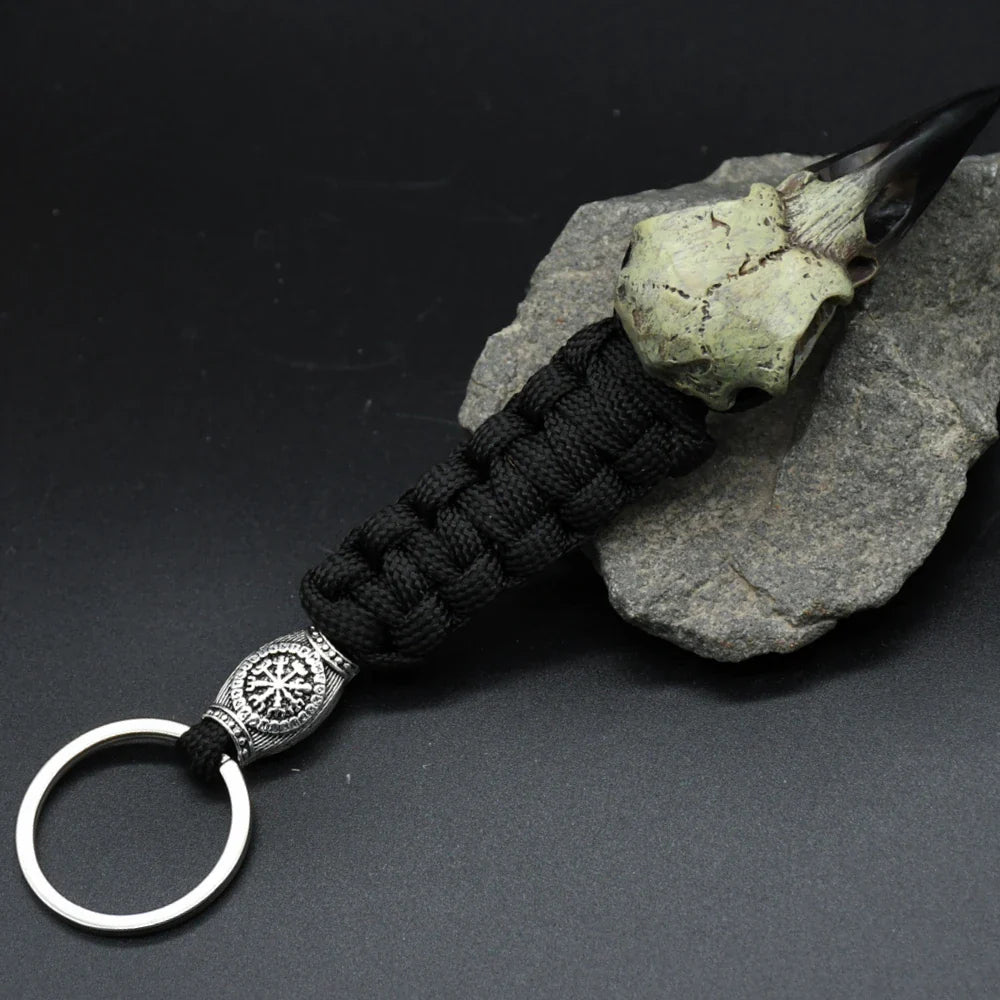 Odin Raven Skeleton Keychain Vikings Rope Norse