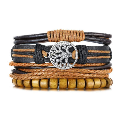 4 in 1 Braided Leather Viking Bracelet