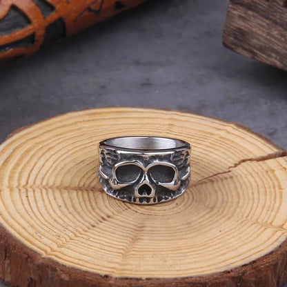 Vintage High Quality Skeleton Skull Finger Viking Ring