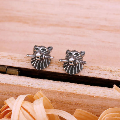 Nordic Wolf Dagger Stud Viking Earrings