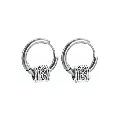 Engraved Beast Hoop Viking Earrings