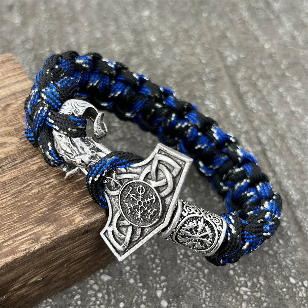 Goat Ram Thor Hammer Mjolnir Viking Paracord Rope Bracelet