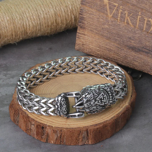 Viking Bear Paw Bracelet Men's Stainless Steel Mesh Chain