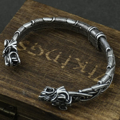 Nordic Viking Norse Wolf head Bracelet