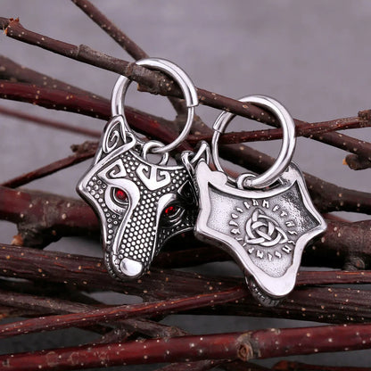 Vikings Wolf Drop Earrings Celtic Stainless Steel