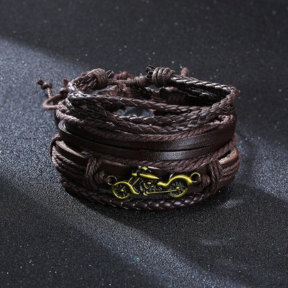 4 in 1 Braided Leather Viking Bracelet