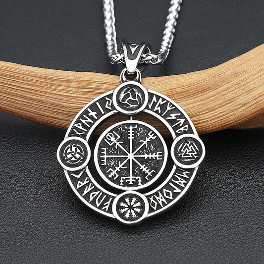 Nordic Vikings Rotate Rune Necklaces Stainless Steel