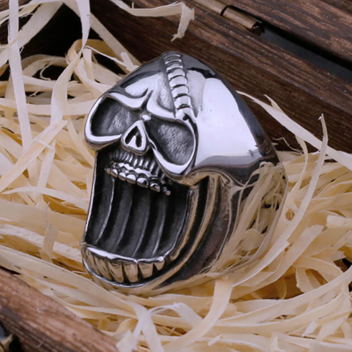 Punk Hip Hop Party Stainless Steel Gothic Skull Viking Ring