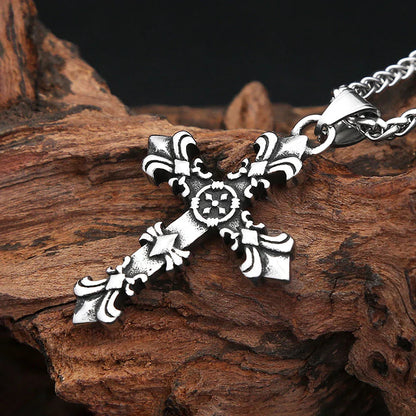 Stainless Steel Cross Pendant Necklaces Cross Flower Necklace