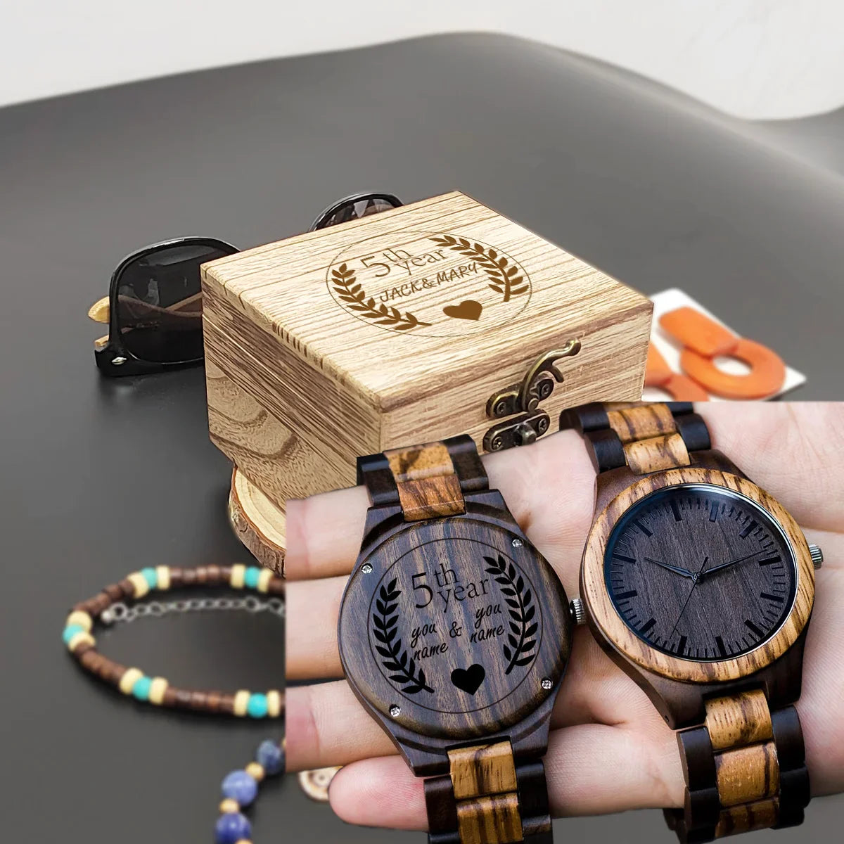 Cool Engraved Wooden Personalized Clock Timepieces Custom Wood Viking Watch