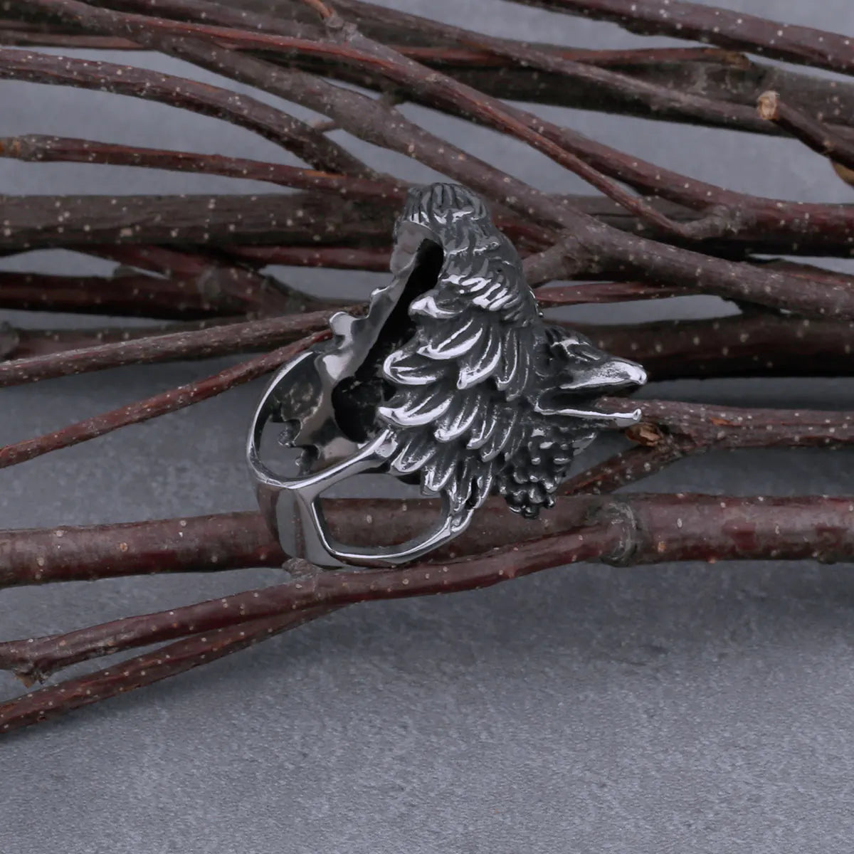 Raven Defend Odin Scandinavian Charm Stainless Steel Viking Ring