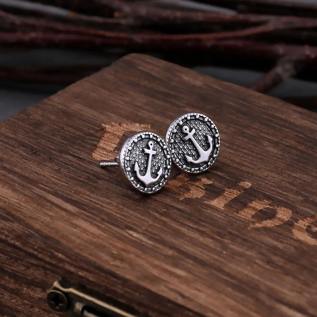 Anchor Stud Viking Earrings