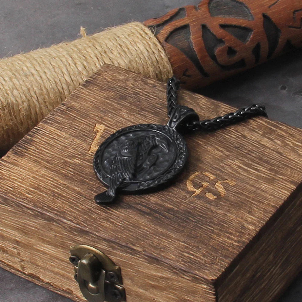 Simple Compact and Exquisite Crow Raven Eagle Viking Necklace