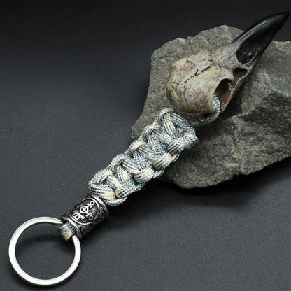 Nordic Raven Skeleton Runes Bead Paracord Keyholder