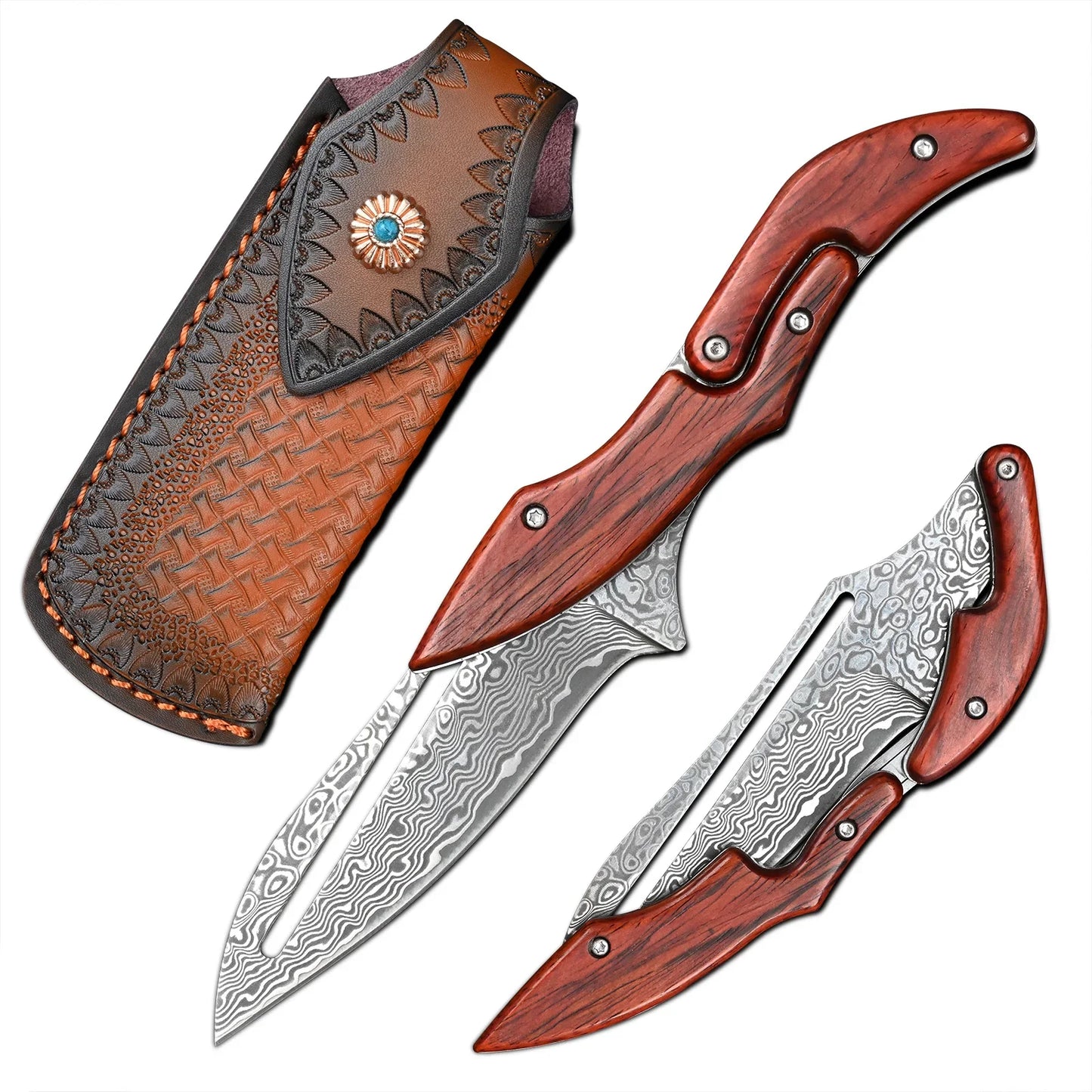 Damascus Knives Mechanical Folding Knife