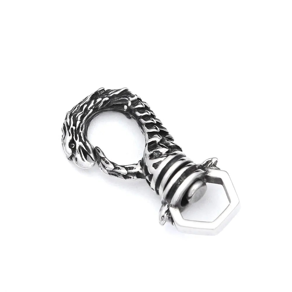 Vikings Dragon Head Key Chain Stainless Steel Nordic