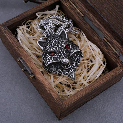 Men's Fashion Nordic Wolf Head Stainless Steel Viking Necklace