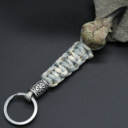 Odin Raven Skeleton Keychain Vikings Rope Norse