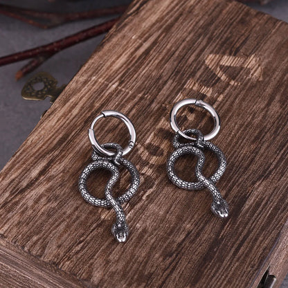 Glamorous Punk Twisted Snake Street Tail Snake Viking Earrings