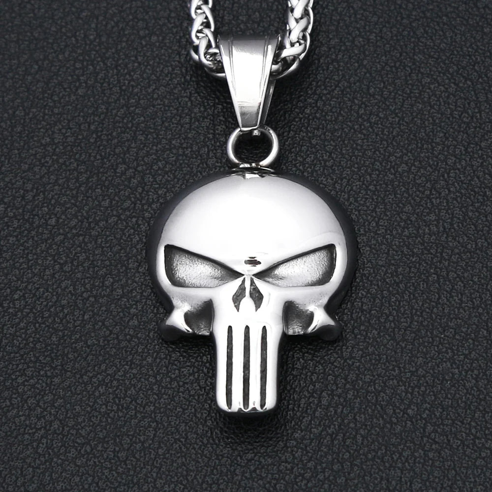 Stainless Steel Skull Pendant Necklaces Men Women Vintage Jewelry