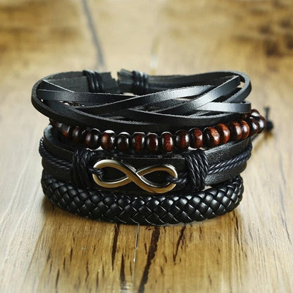 4 in 1 Braided Leather Viking Bracelet