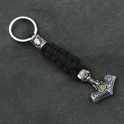 Vikings Keychain Stainless Steel Anchor Pendant Thors Hammer Paracord Norse