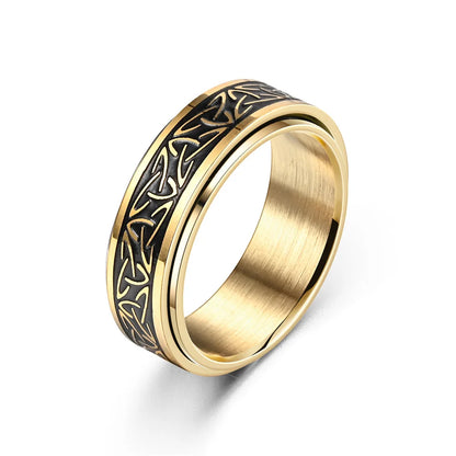 Viking Celtic Knot Rune Anxiety Ring Stainless Steel Spinner Ring