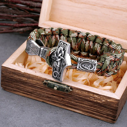 Classic Nordic Thor's Hammer Paracord Viking Bracelet