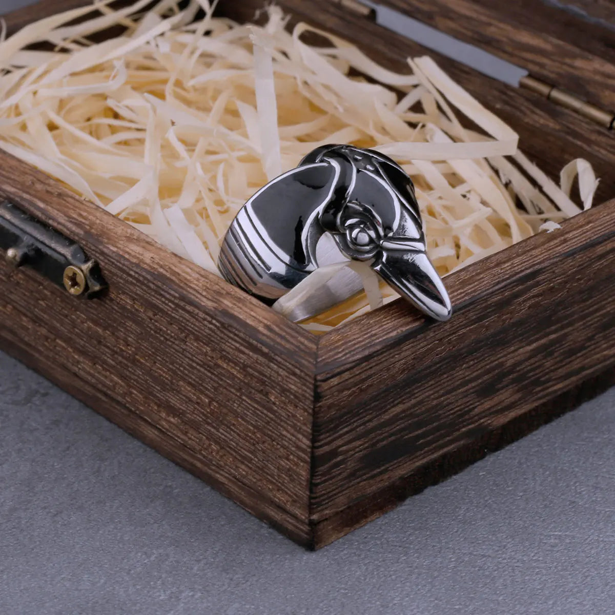 Stainless Steel Nordic Raven Viking Ring