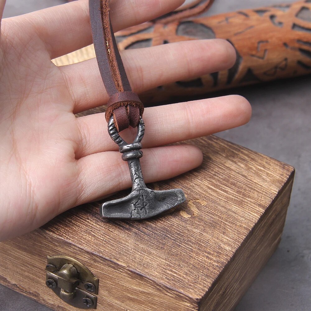 Iron Gray Thor's Hammer Viking Necklace