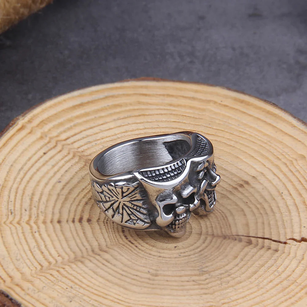 Retro Two Face Joker Color Punk Gothic Viking Ring