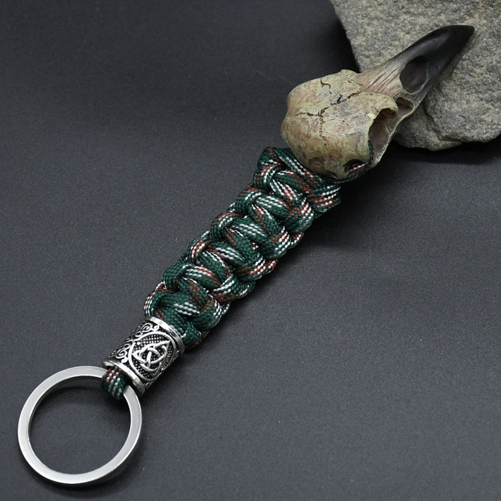 Odin Raven Skeleton Keychain Vikings Rope Norse