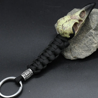 Nordic Raven Skeleton Runes Bead Paracord Keyholder