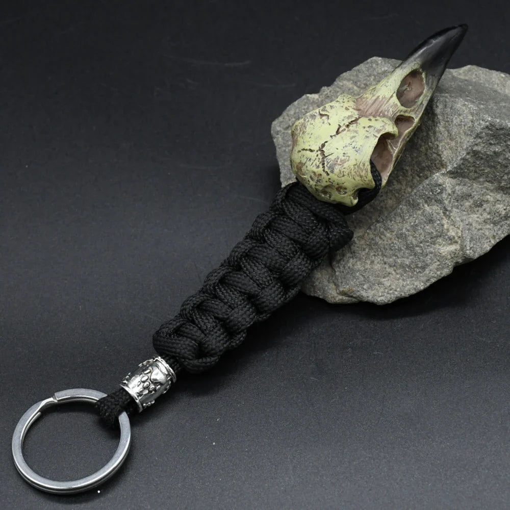 Nordic Raven Skeleton Runes Bead Paracord Keyholder