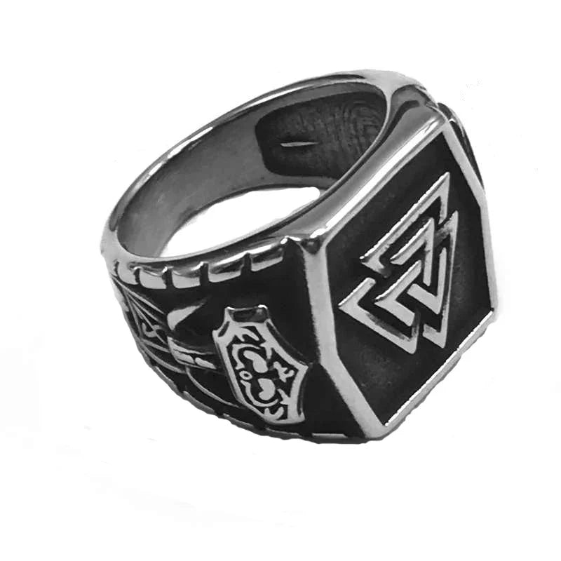 Nordic viking rune valknut thor hammer Mjolnir Ring stainless steel ring