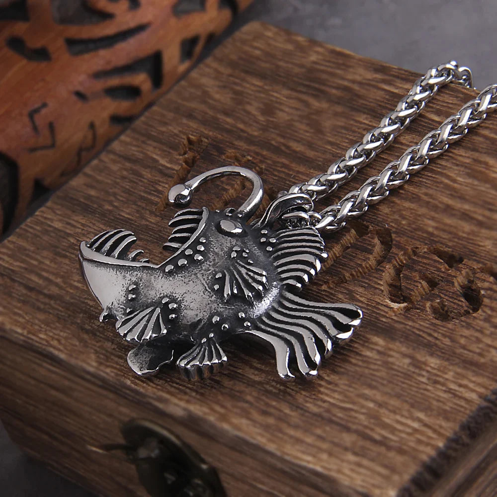 Personality Fashion Lantern Animal Fish Pendant Chain Viking Necklace