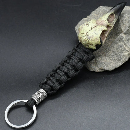 Odin Raven Skeleton Keychain Vikings Rope Norse