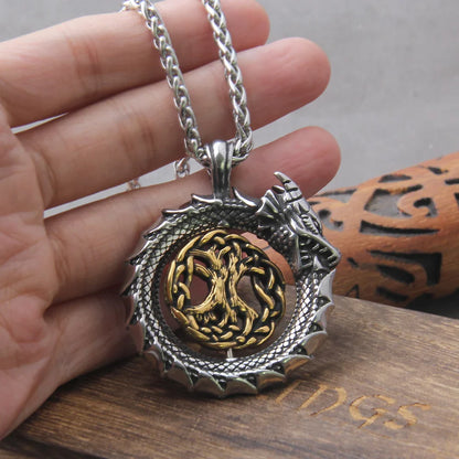 Rotating Dragon Viking Necklace