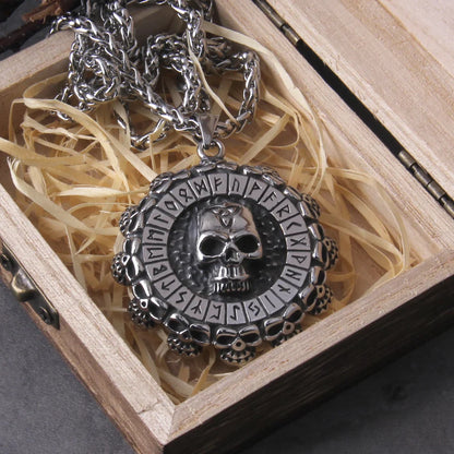 Fashion Valknut Skull Axe Warrior Stainless Steel Viking Necklace