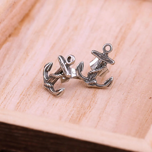 Punk Nordic Anchor Stud Viking Earrings