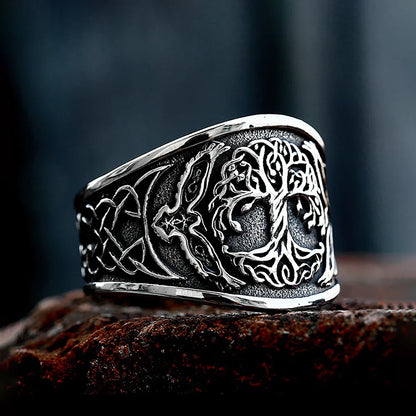 Viking Tree Of Life Ring Nordic Stainless Steel Yggdrasils