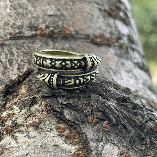 Dragon Norse Viking Runes Ring