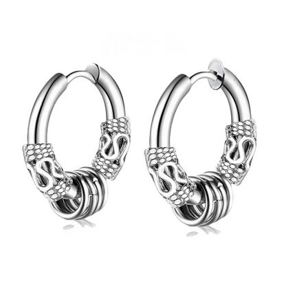 Engraved Beast Hoop Viking Earrings