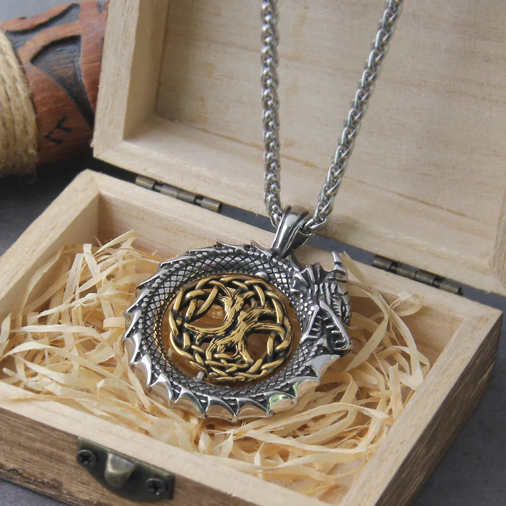 Rotating Dragon Viking Necklace