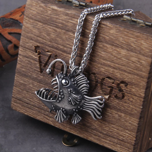 Personality Fashion Lantern Animal Fish Pendant Chain Viking Necklace