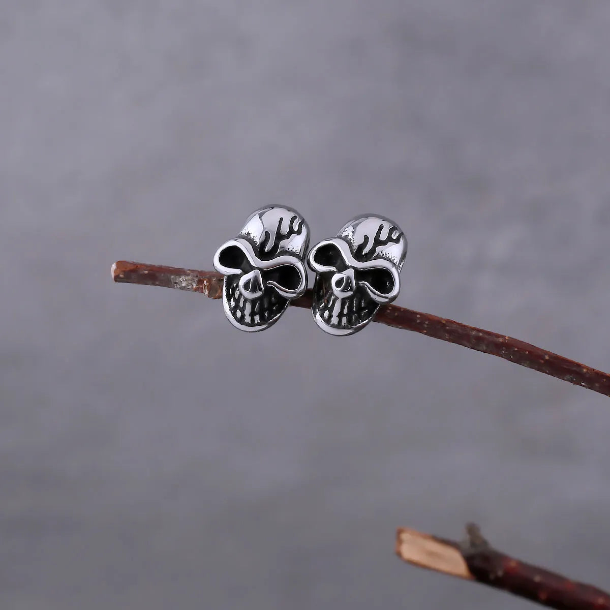 Punk Vintage Smile Skull Stud Viking Earrings