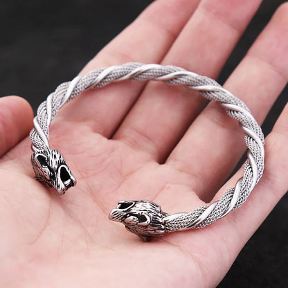 Viking Wolf Head Bracelet Stainless Steel