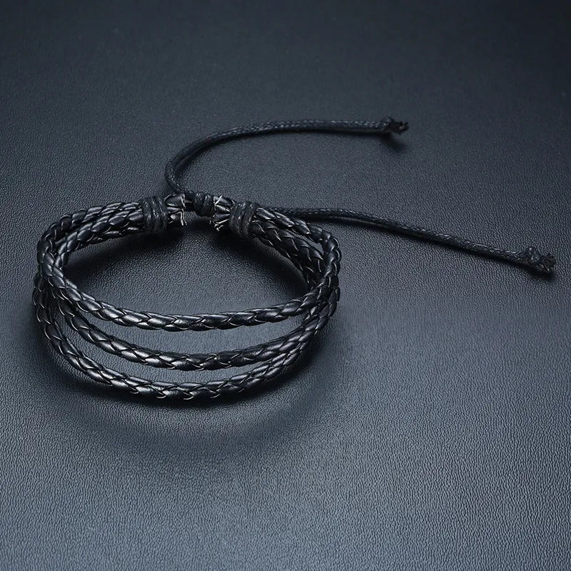 4 in 1 Braided Leather Viking Bracelet